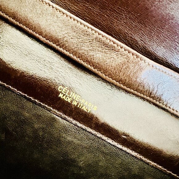 CELINE PARIS 2-WAY LEATHER AND CANVAS SIGNATURE MONO LOGO SHOULDER BAG VINTAGE - Picture 10 of 10